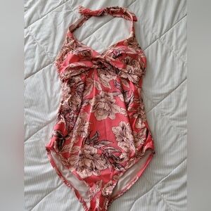 Isabel Coral Floral Maternity Bathing Suit - Like New Sz Medium